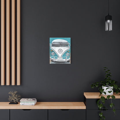 Surf Van Canvas Wall Art — Vintage VW Bus ‘WAVE’ Matte Stretched Canvas