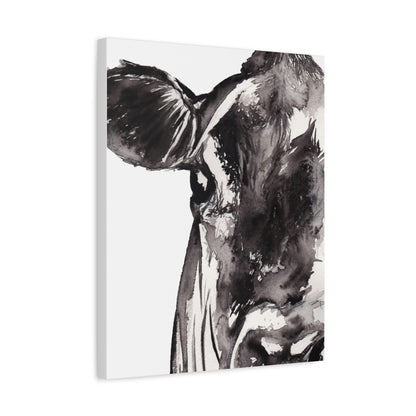 Black & White Cow Portrait Canvas Wall Art — Matte Stretched Farmhouse Decor