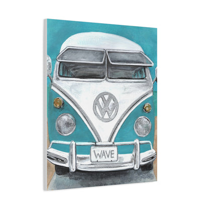 Surf Van Canvas Wall Art — Vintage VW Bus ‘WAVE’ Matte Stretched Canvas