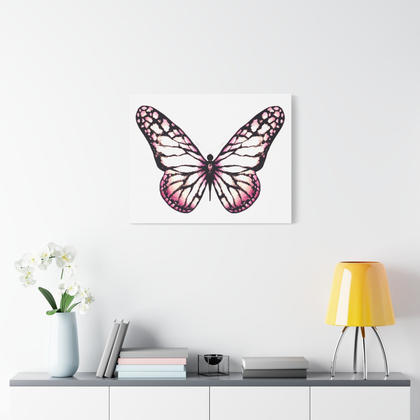 Pink Butterfly Matte Canvas Wall Art