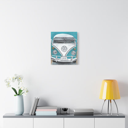 Surf Van Canvas Wall Art — Vintage VW Bus ‘WAVE’ Matte Stretched Canvas