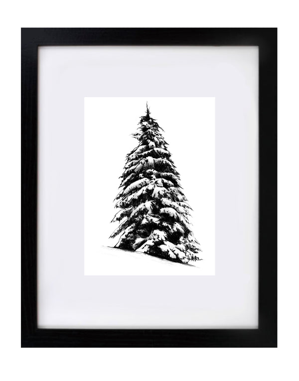 Snowy Pine Tree Art Print
