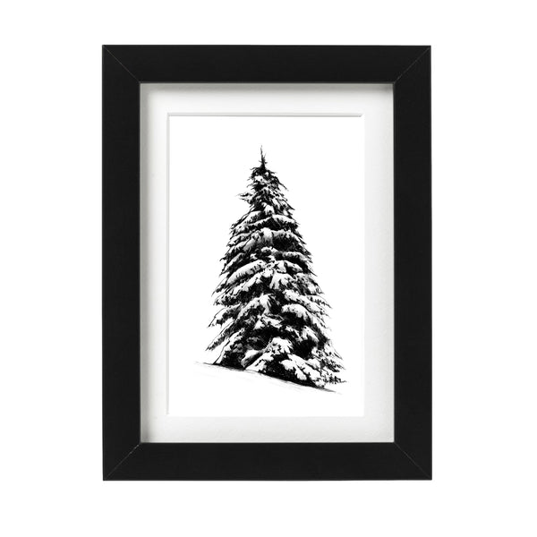 Snowy Pine Tree Art Print