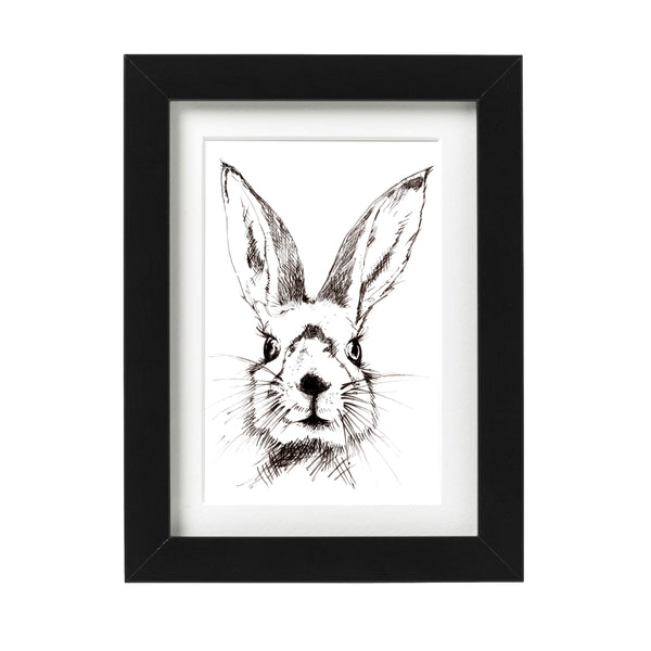 Black and White Bunny Art Print