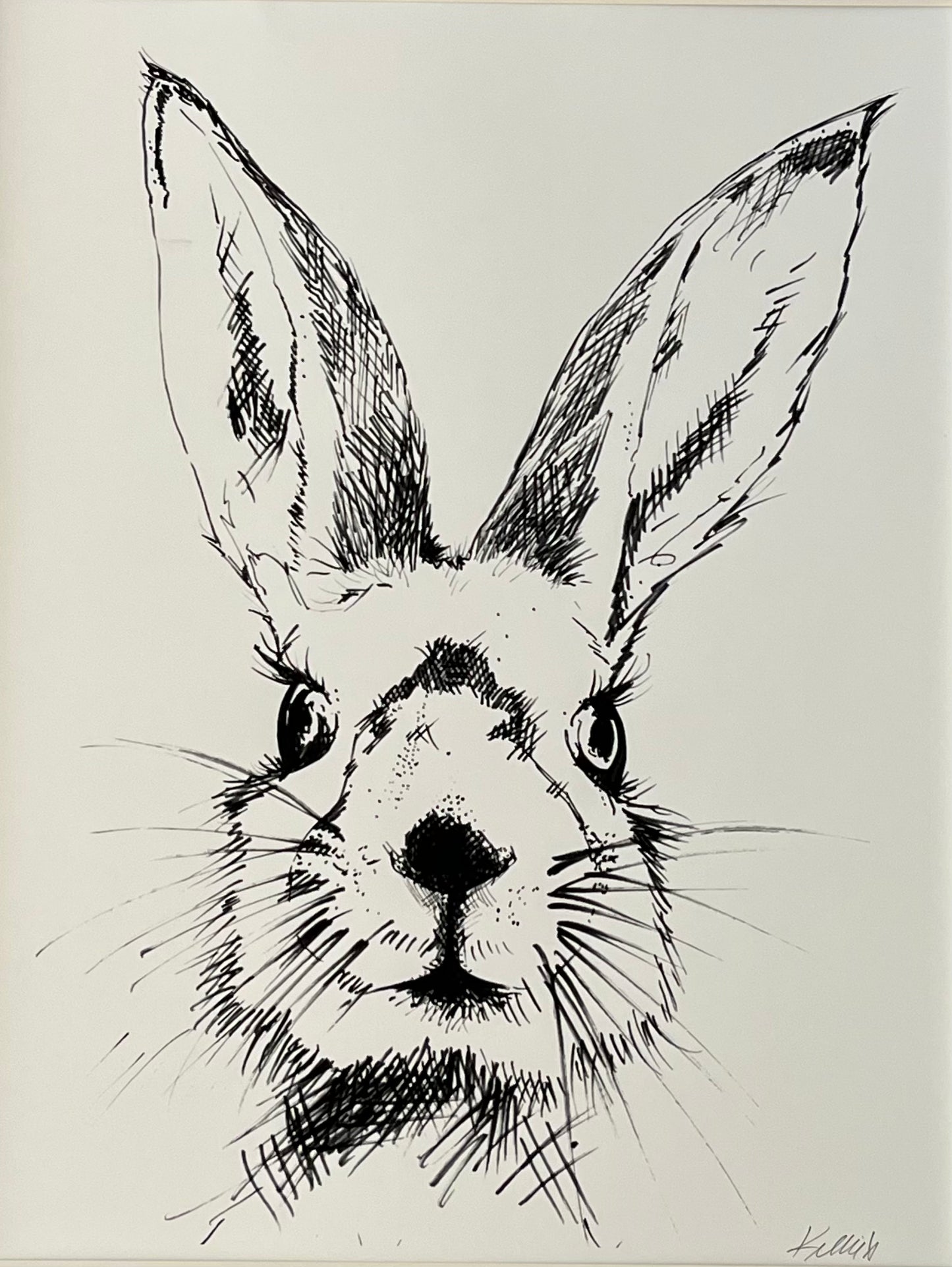 Back and White Rabbit Wall Art Print