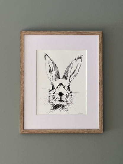 Back and White Rabbit Wall Art Print
