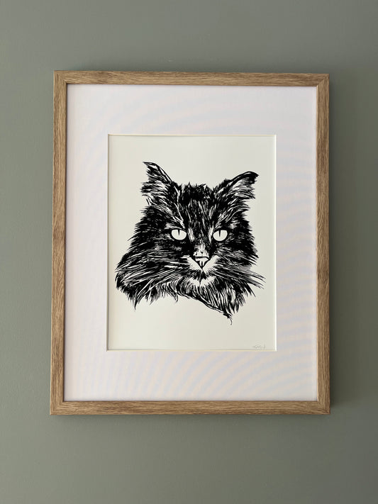 Longhair Cat Art Print