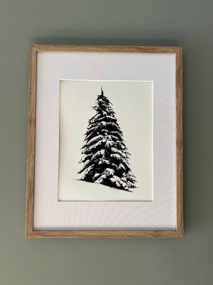 Snowy Pine Tree Art Print