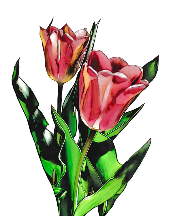 Tulips in the garden Art print