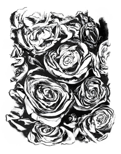 Black & White Roses Wall Art Print