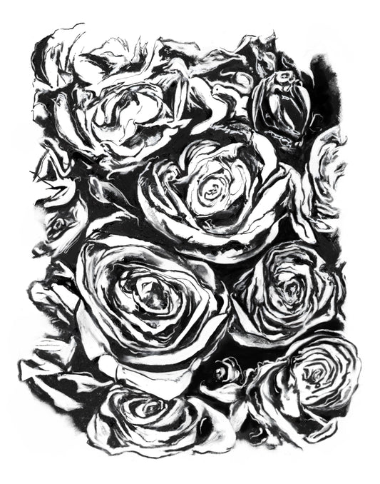 Black & White Roses Wall Art Print