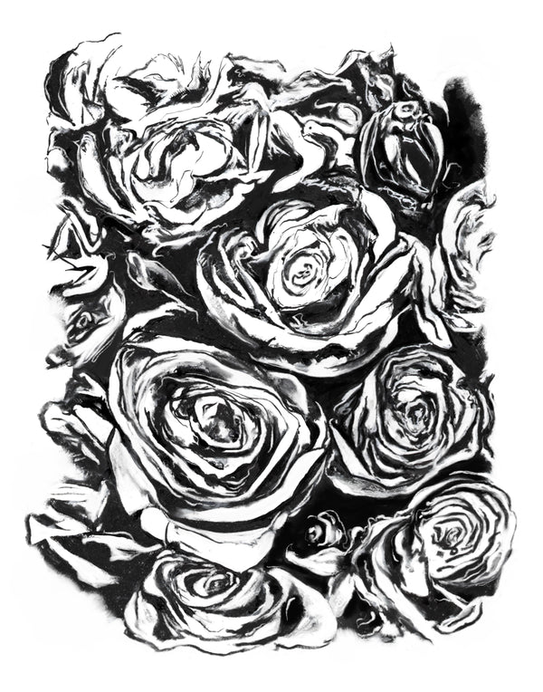 Black & White Roses Wall Art Print