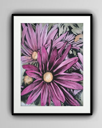 Pink Daisies Art Print - White Wall Market